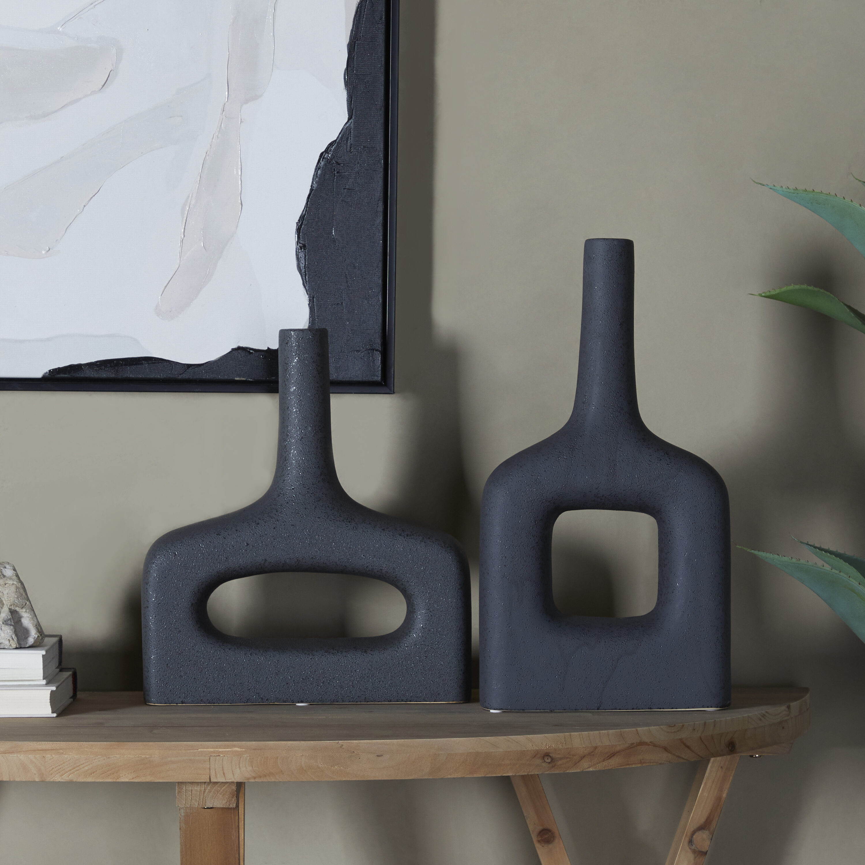 Black Stone Modern Vase